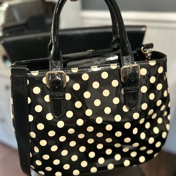 Kate Spade Black and Cream Polka Dot Satchel